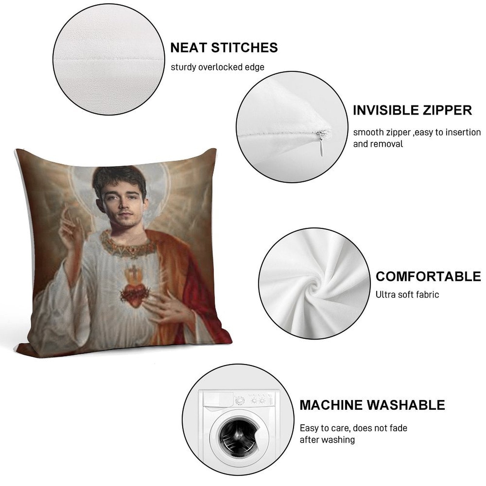 San Charles Leclerc Essential T-Shirt Soft Washable Throw Pillow