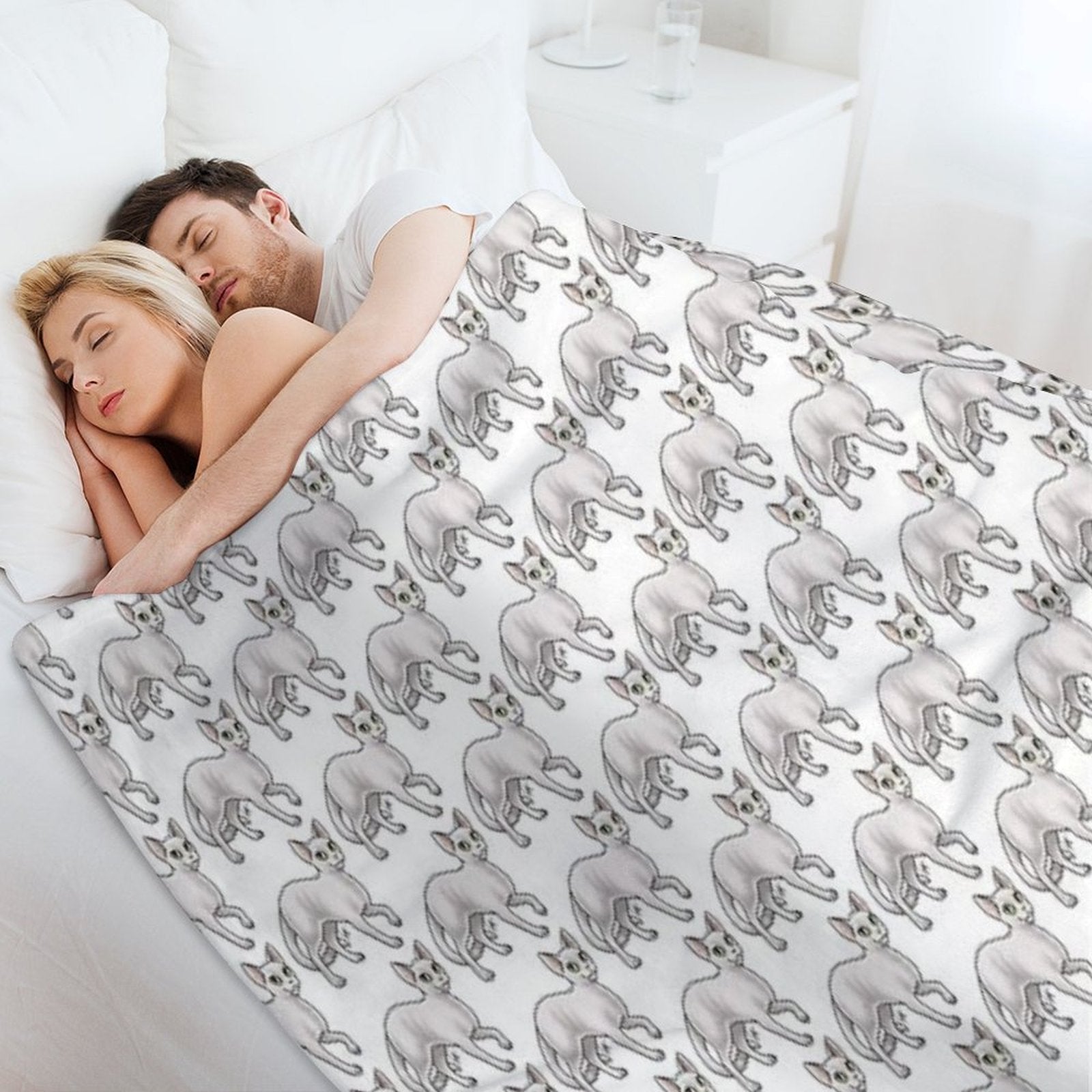 Cat - Devon Rex - White Gift-ready Throw Blanket