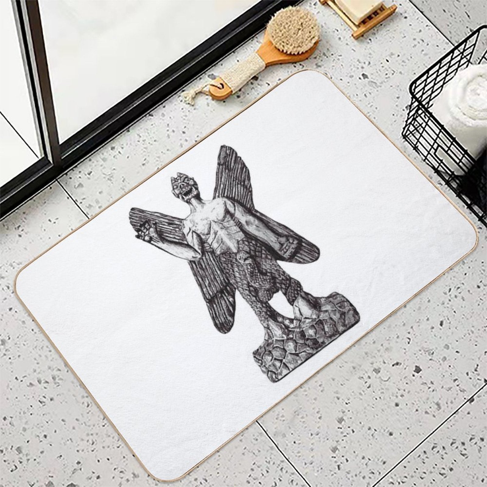 Pazuzu Stone Figure  Stain-Proof Bath Mat