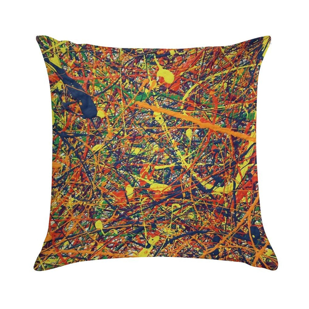 Modern Abstract Jackson Pollock Painting Original Art Titled Constant Harmony Soft High-Density Material Throw Pillow