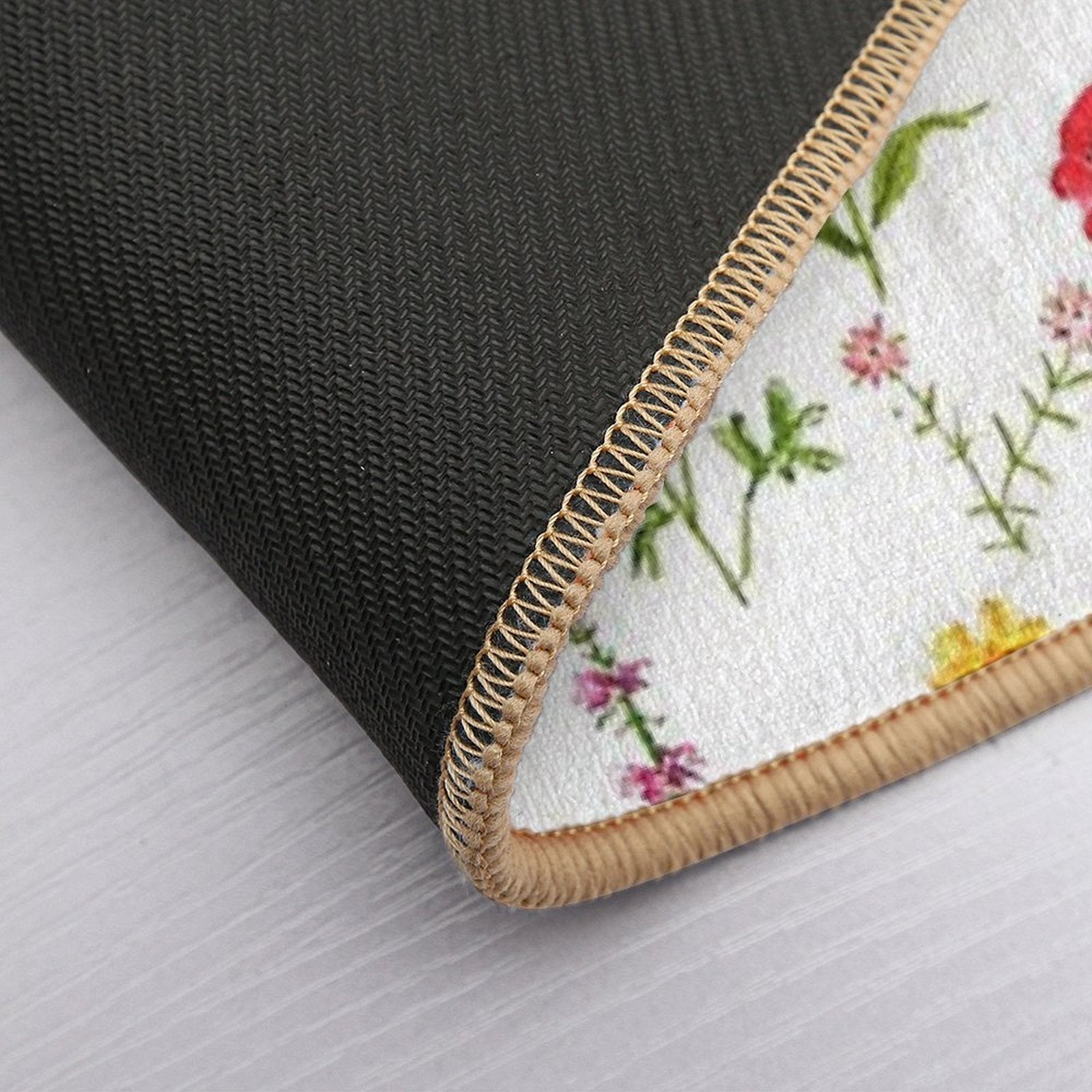 Hand Painted Botanical Colorful Countryside Wildflowers Watercolor Painting  Rapid-Drying Bath Mat
