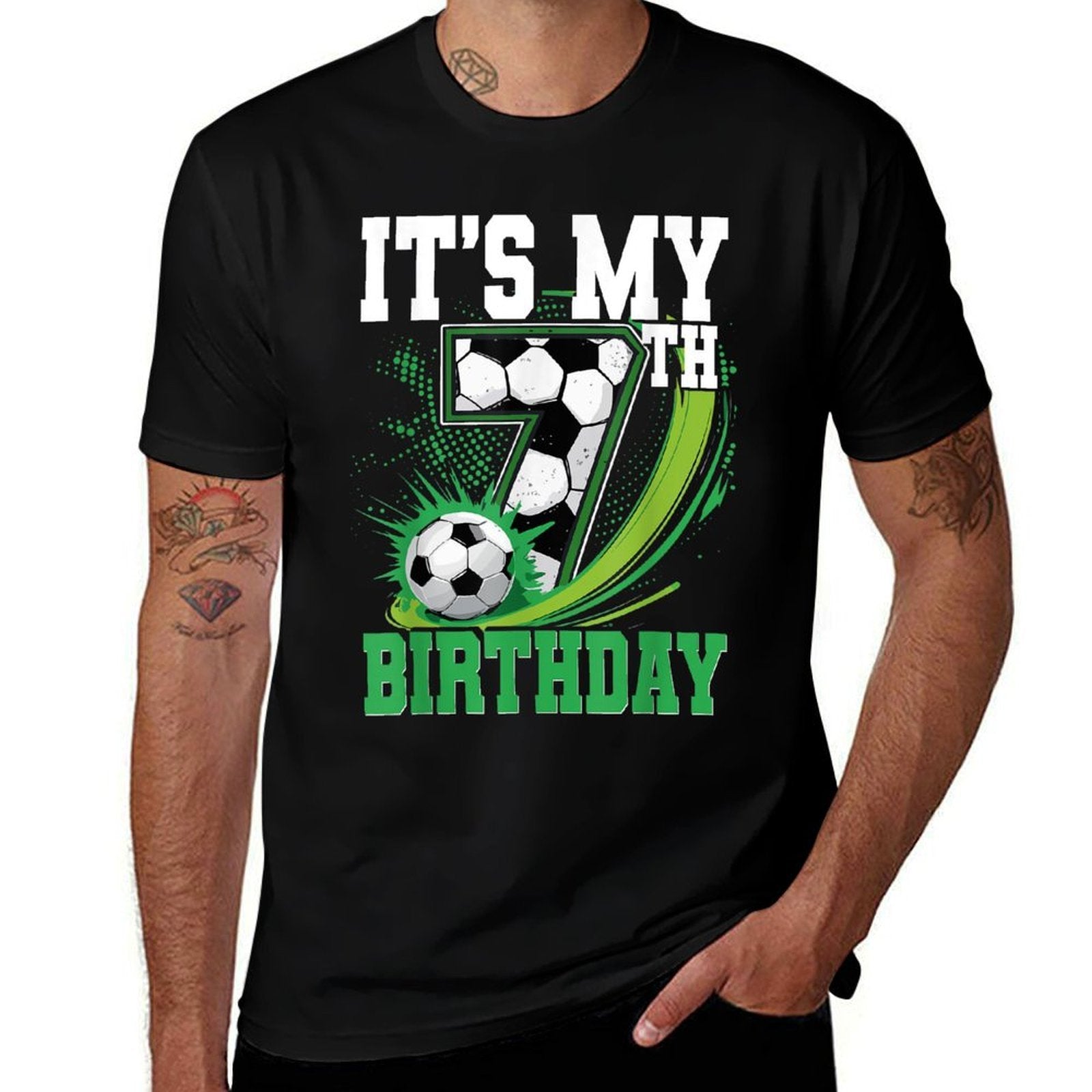 It's My 7th Birthday Soccer Ball  Trendy Pattern T-Shirt