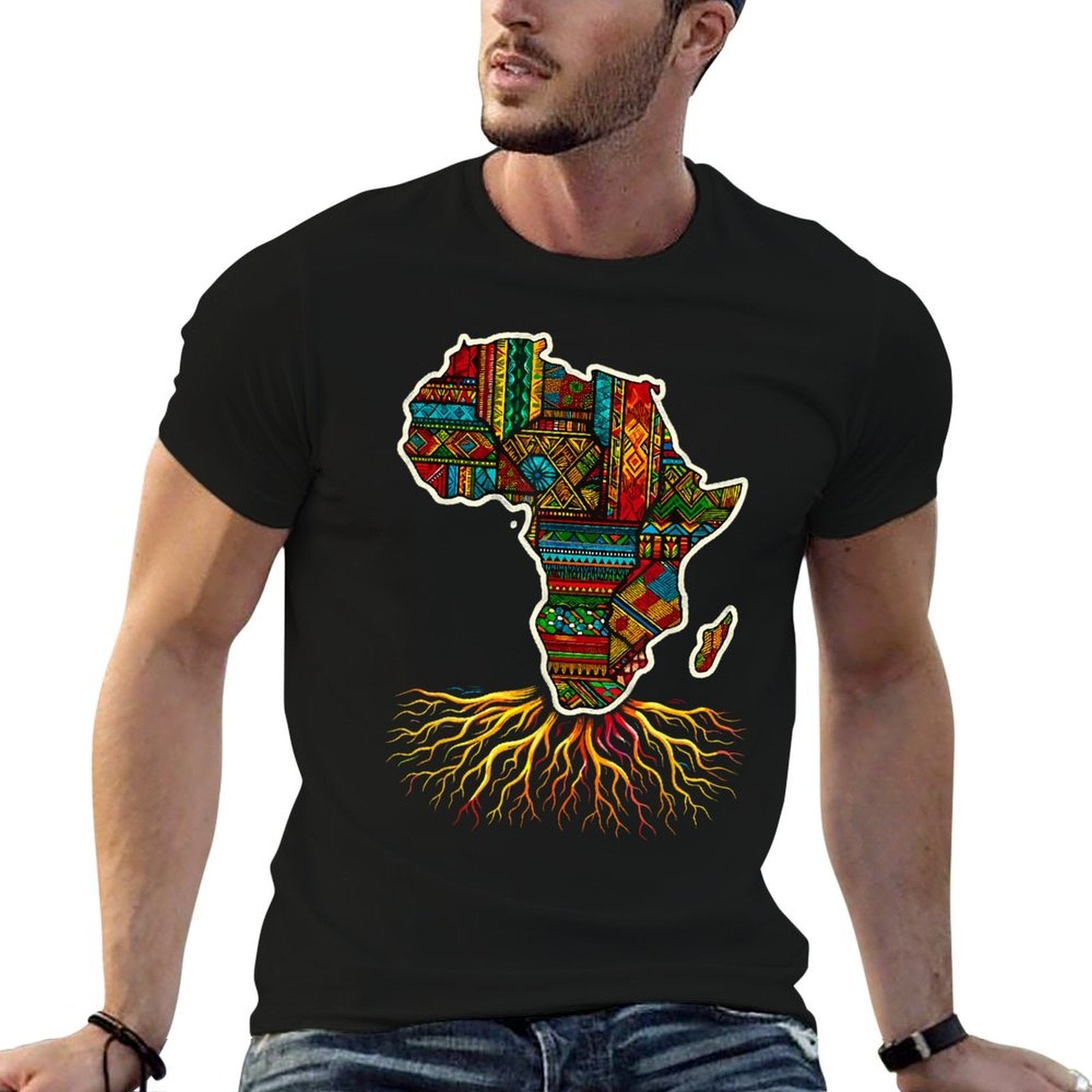 Africa Map African Roots Kente Clothes  Graphic-printed T-Shirt