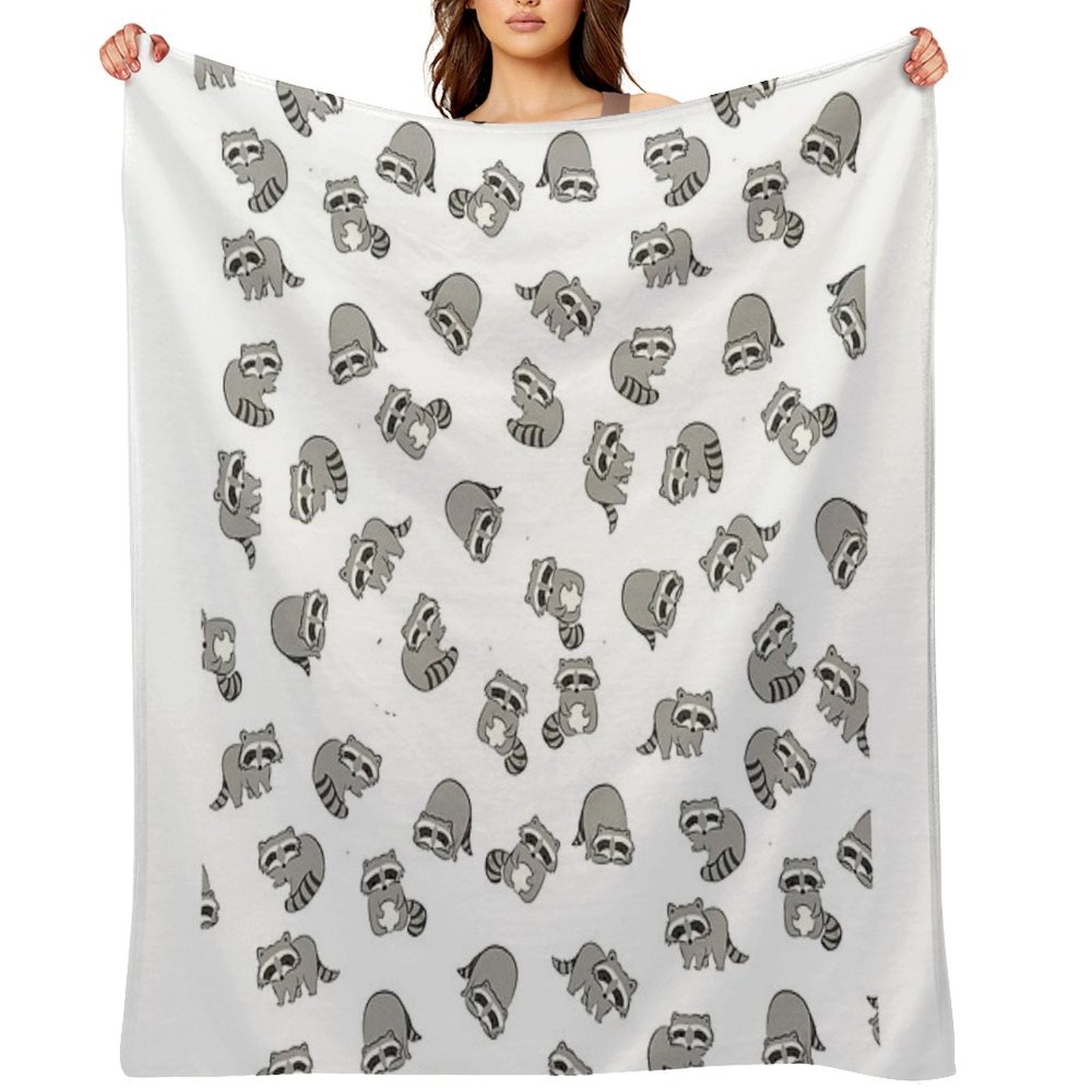 Raccoon Pattern Eco-conscious Throw Blanket