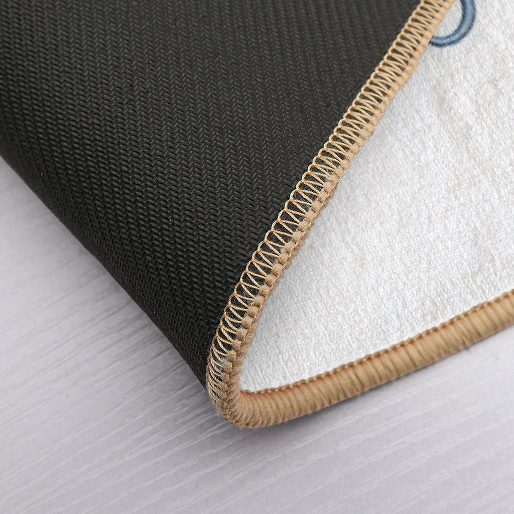 Dogs Rule Text Blue with Paw Prints  Anti-Trip Bath Mat