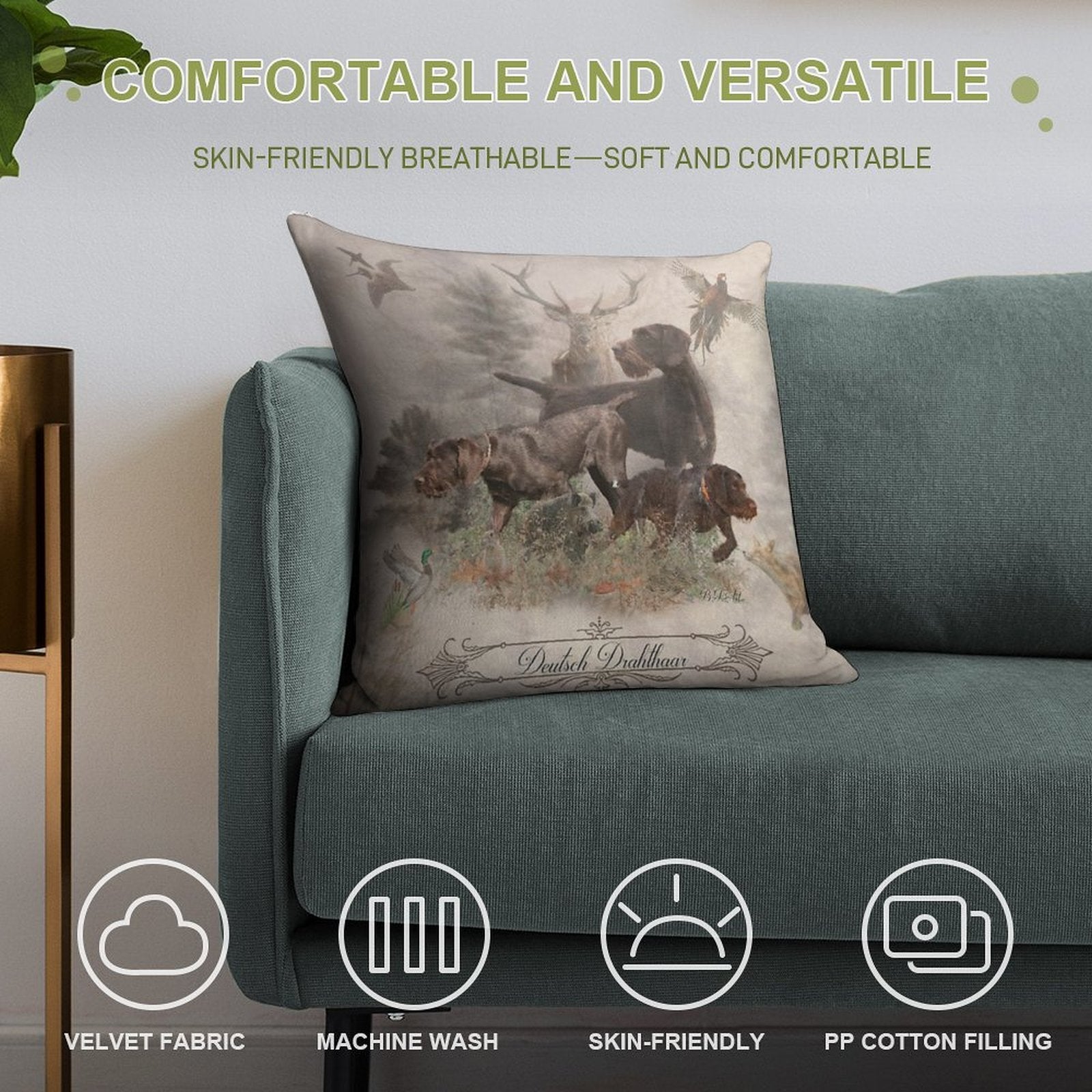 The German Wirehaired Pointers Soft Gift Ready Throw Pillow