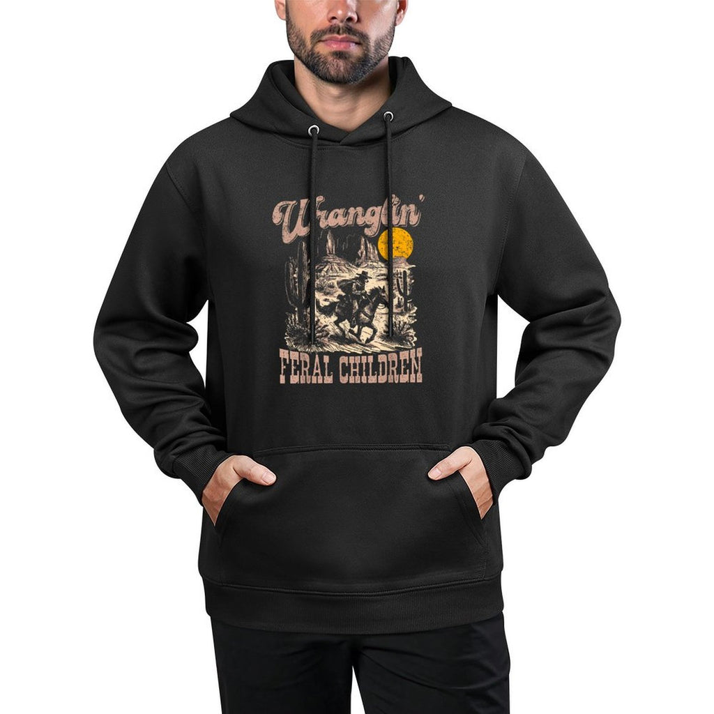 Retro Wranglin&#39; Feral Children Raccoon 90s Western Durable Construction Hoodie