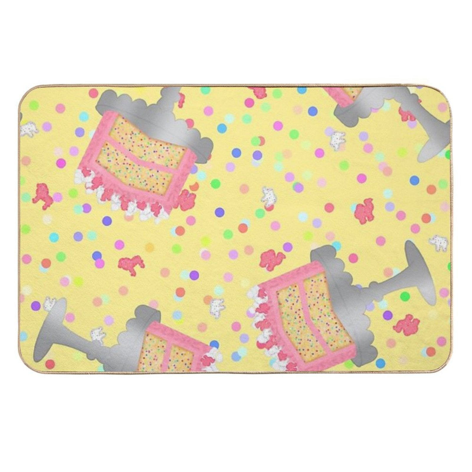 Frosted Animal Cookie Crackers Confetti Birthday Cake Sprinkles Yellow  Rapid-Drying Bath Mat