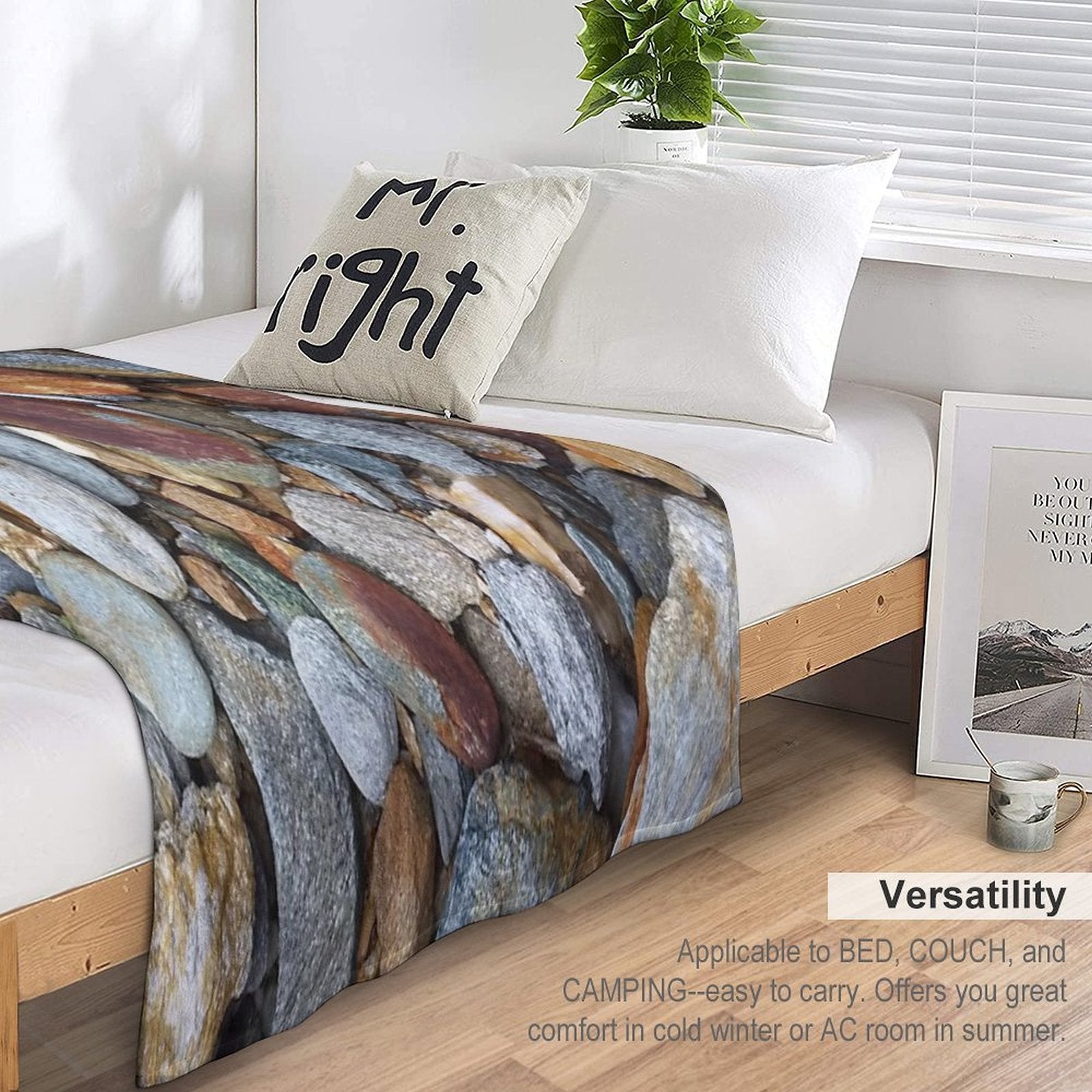 Natural River Stones, Mineral Rocks Versatility Throw Blanket