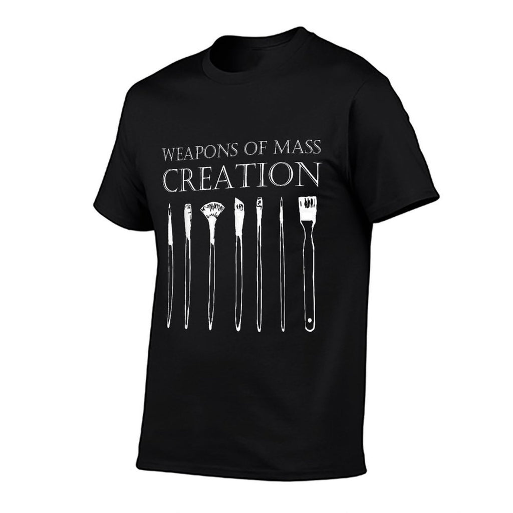 Weapons Of Mass Creation Funny Art Brush Painter Artist  Ribbed Collar T-Shirt