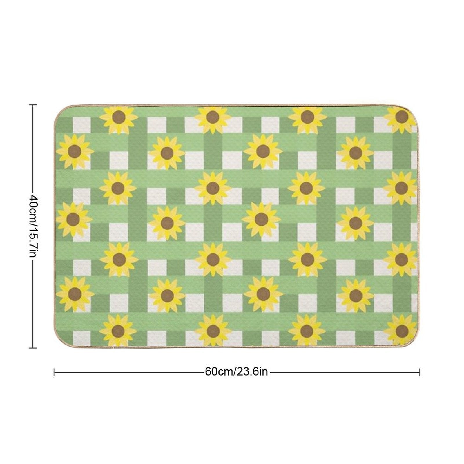 Sunflower Gingham Pattern Durable Bath Mat