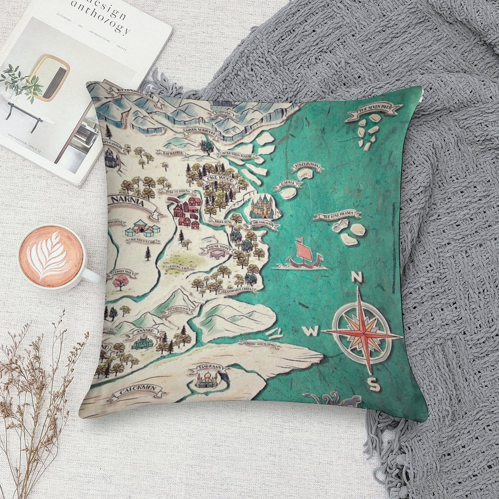 Map of Narnia Soft Fade-Resistant Throw Pillow