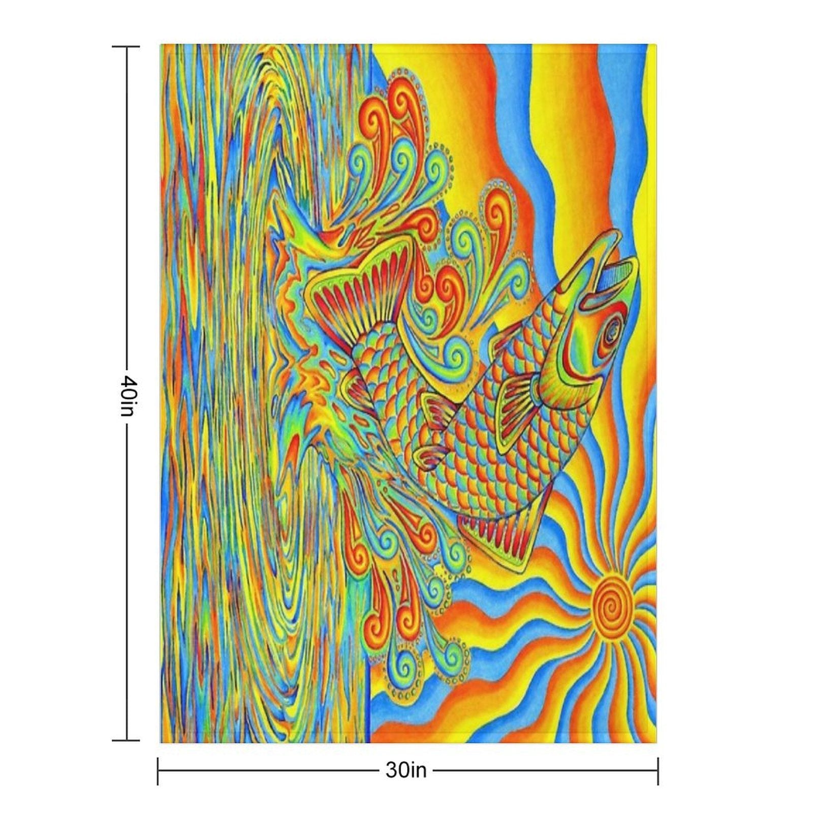 Psychedelic Rainbow Trippy Trout Fish Velvety-soft Throw Blanket