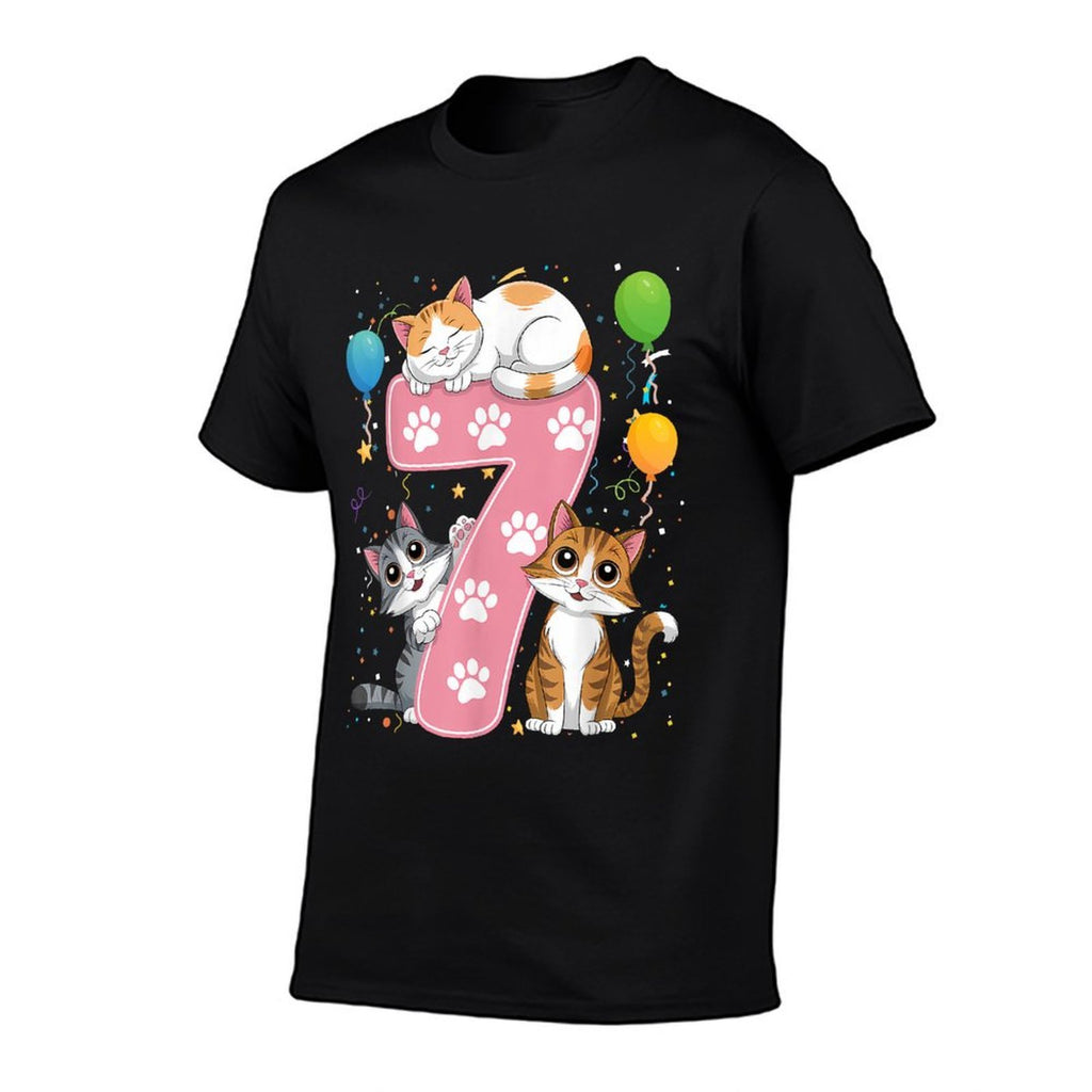 Kids 7th Birthday Girl Cats Outfit 7 Years Old  Quick-drying T-Shirt