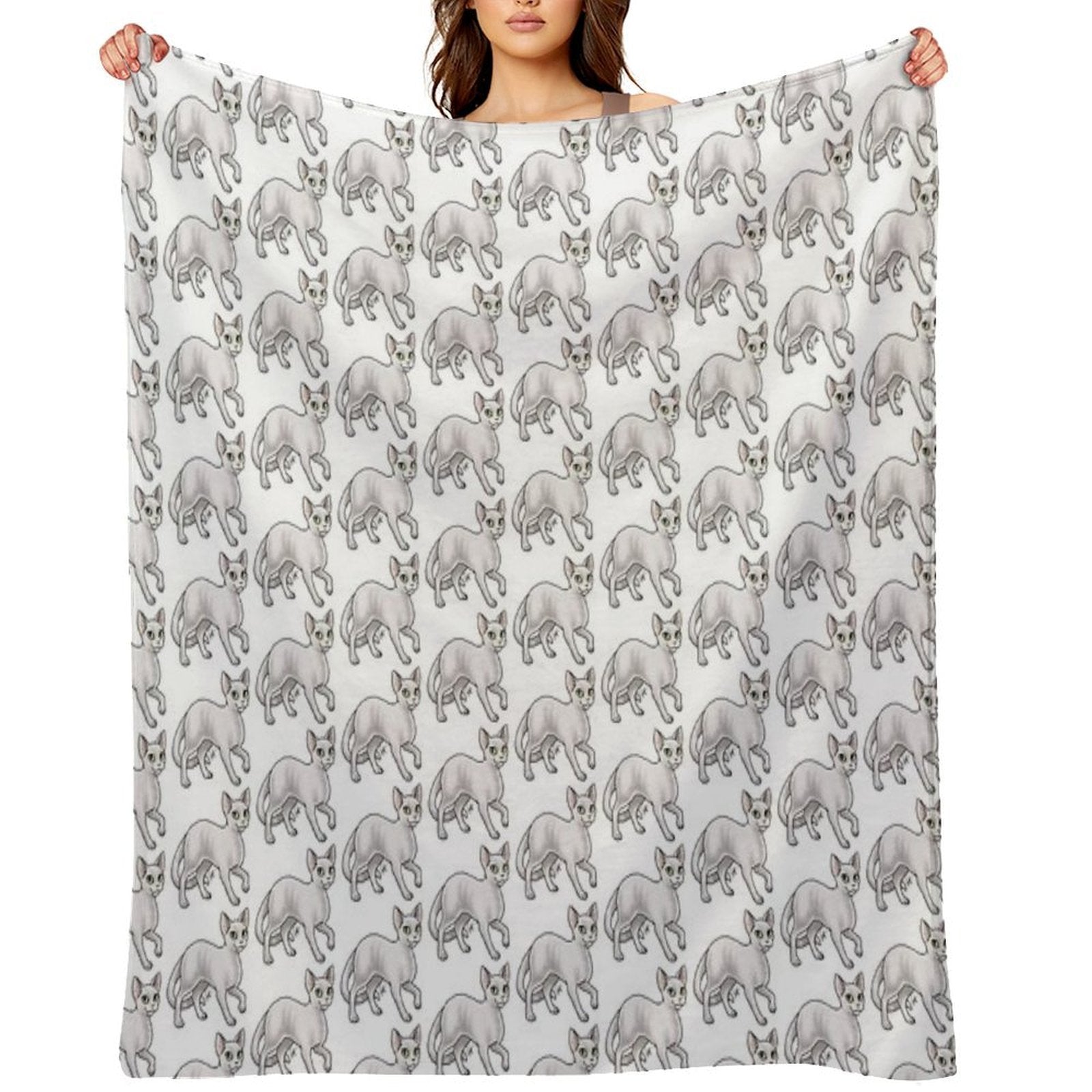 Cat - Devon Rex - White Gift-ready Throw Blanket