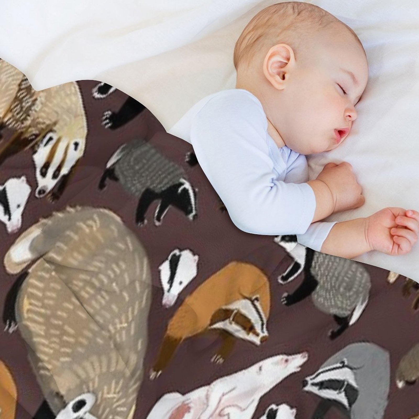 Eurasian Badgers Pattern Maroon Durable Throw Blanket