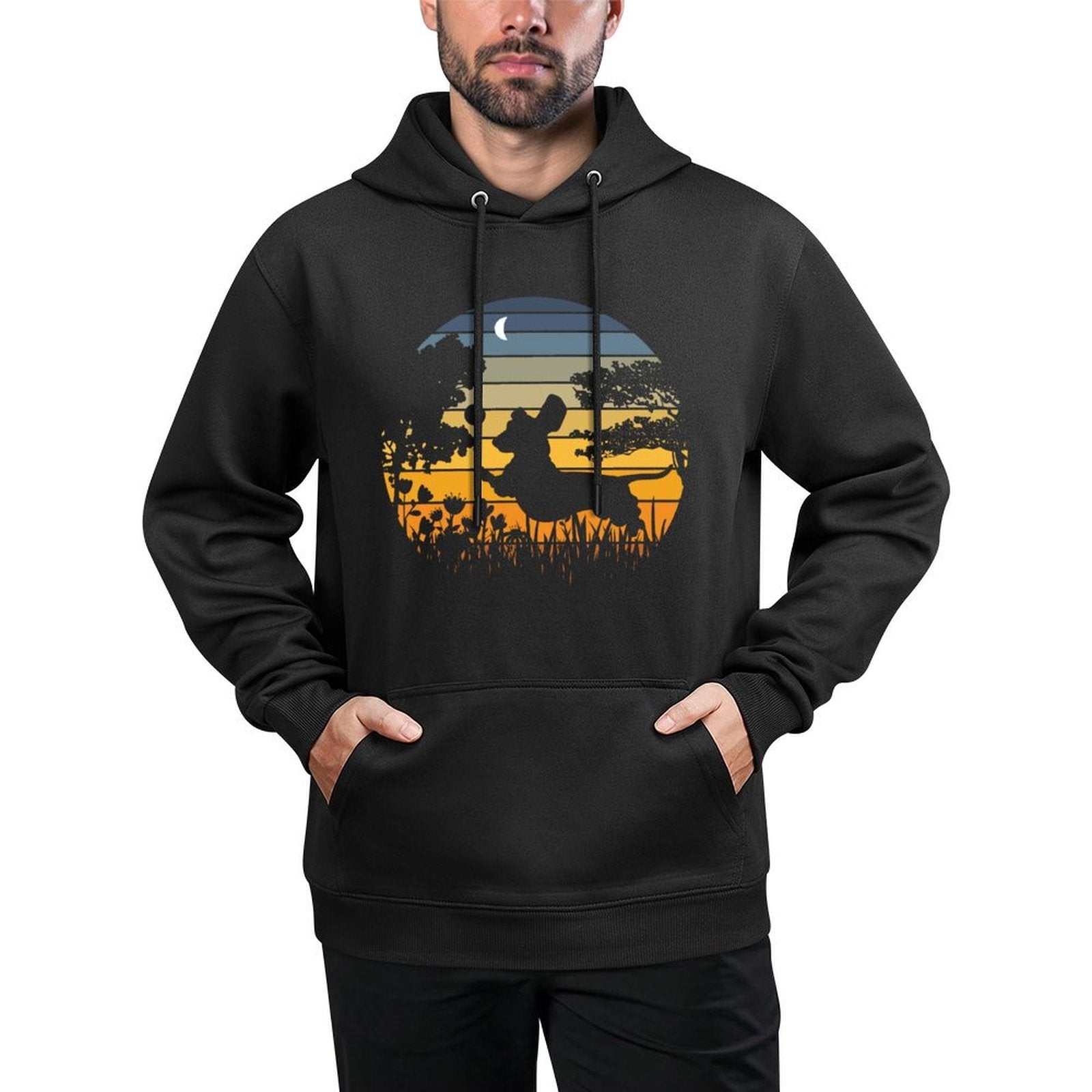 Dachshund Wiener Dog Sunset Garden Nature Lover Durable Construction Hoodie