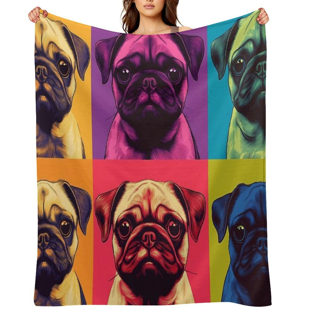 Pug II  -  Pop Art Machine-washable Throw Blanket