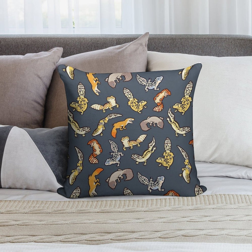 Chub Geckos in Dark Grey Soft Hidden Zipper Throw Pillow