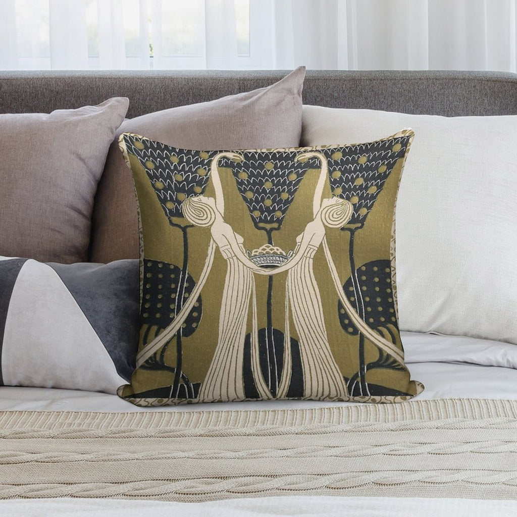 Art Nouveau Women Soft Durable Construction Throw Pillow