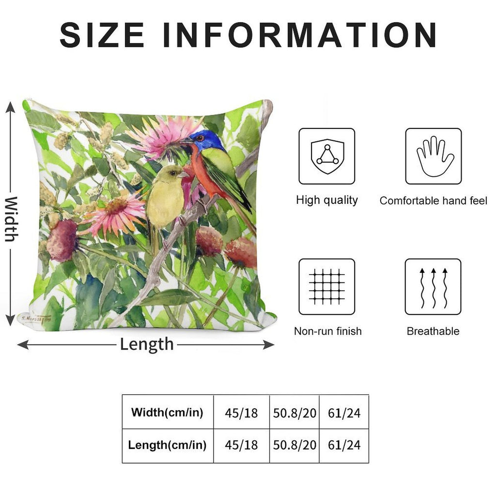 Painted Bunting Birds in The Wild Soft Bedroom Essential Throw Pillow