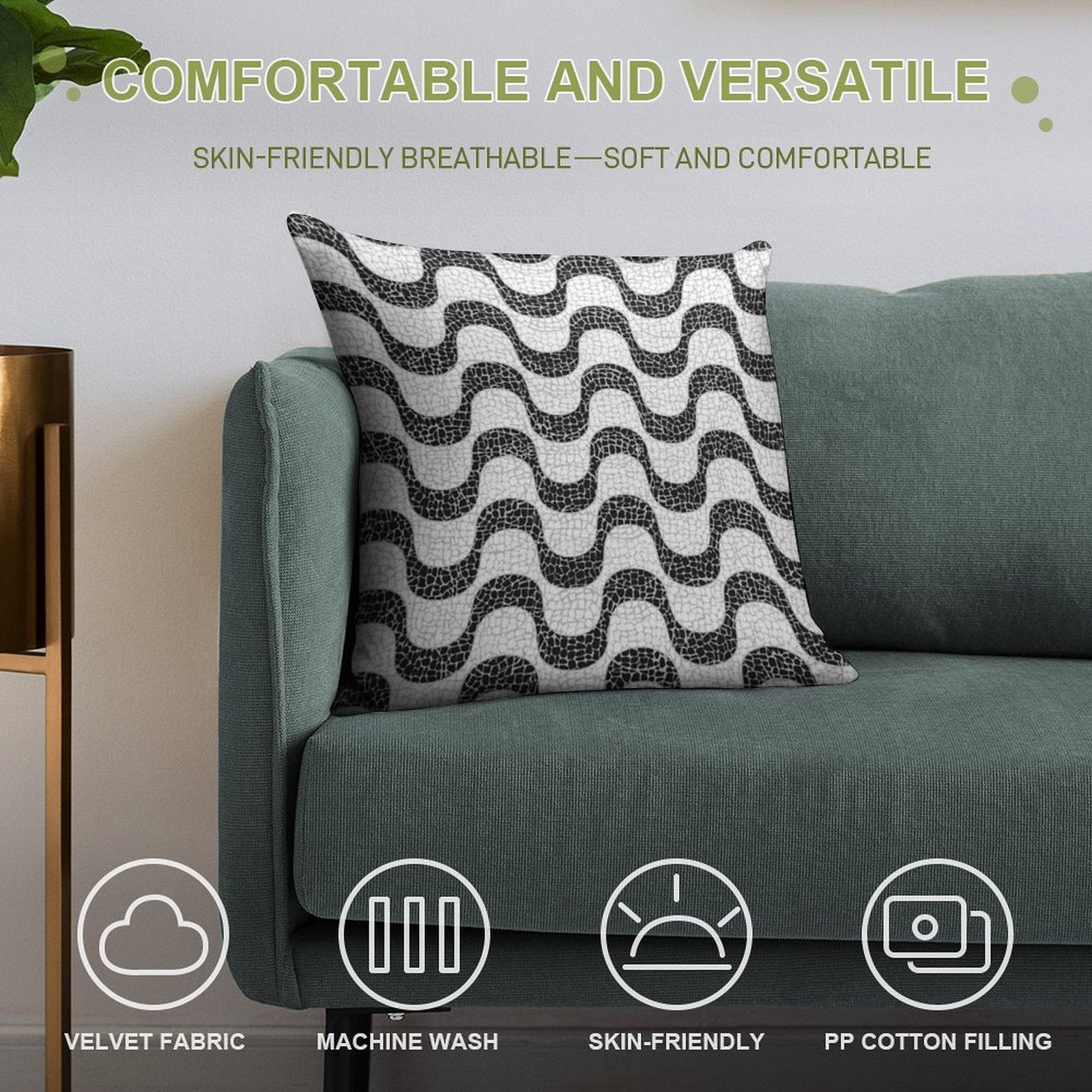 The Magic of Copacabana Sidewalk Theme Soft Gift Ready Throw Pillow