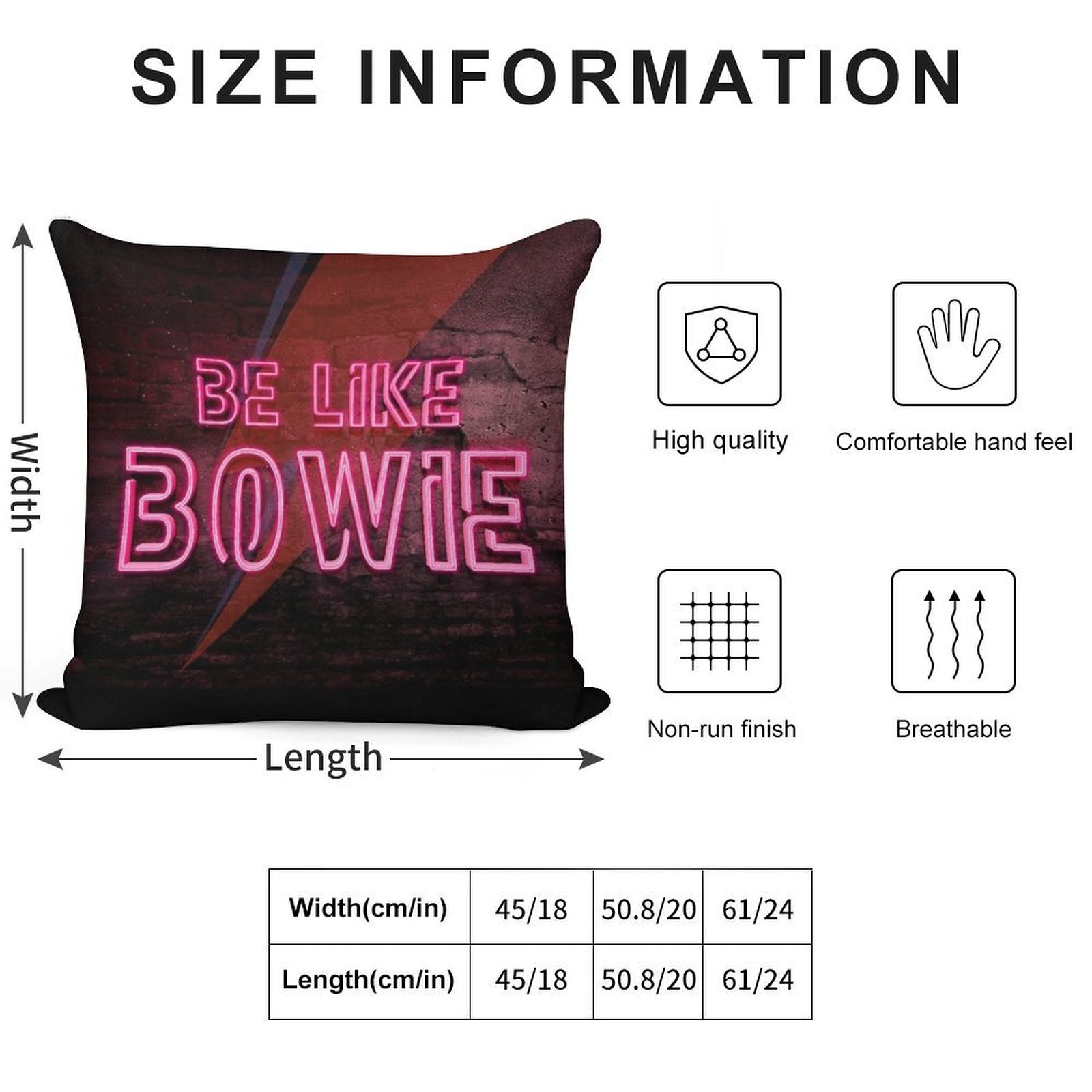 Be Like Bowie NEON EFFECT Prints, David Bowie Artwork, Bowie Poster Soft Luxury Feel Throw Pillow