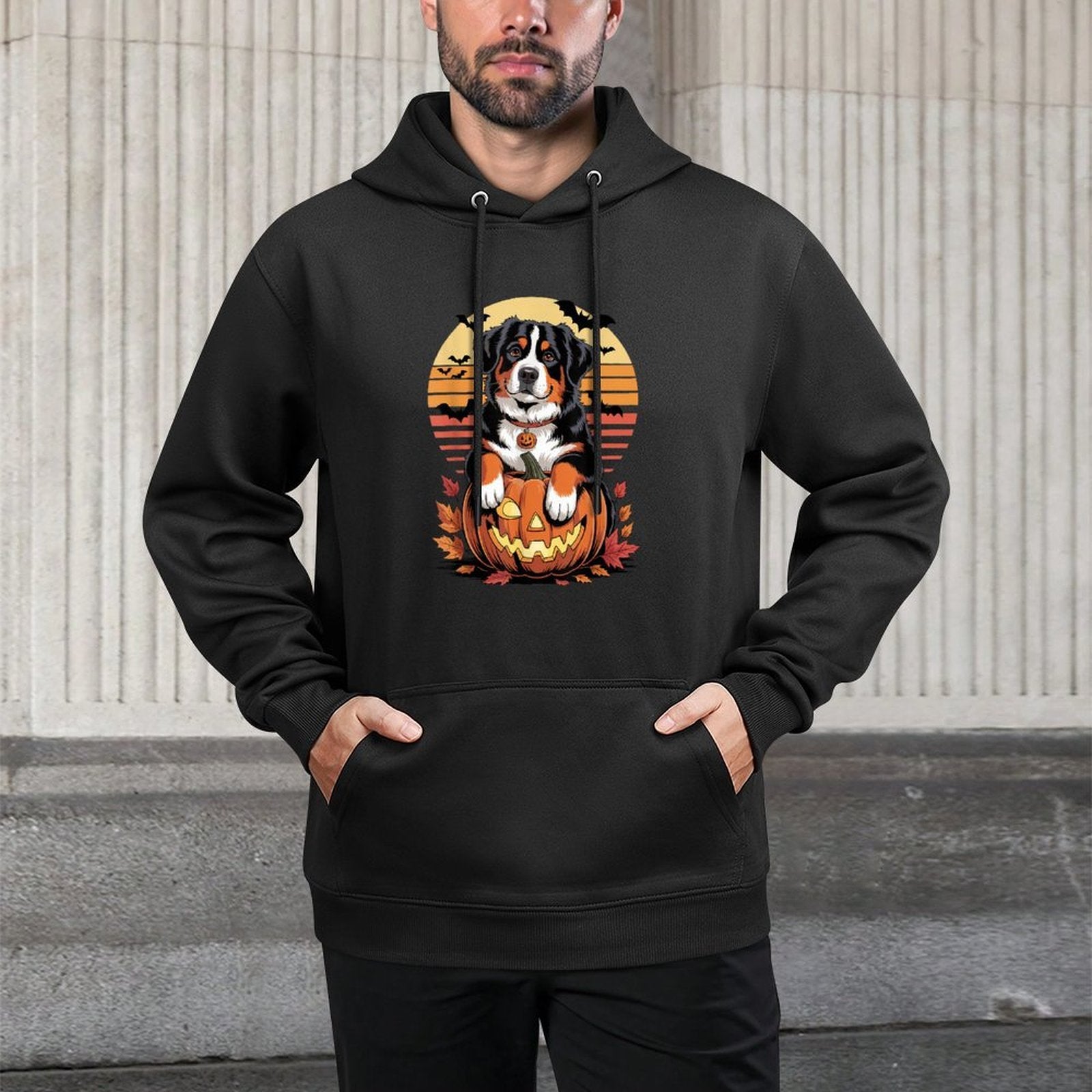 Halloween Retro Bernese Mountain Dog Berner Relaxed Fit Hoodie