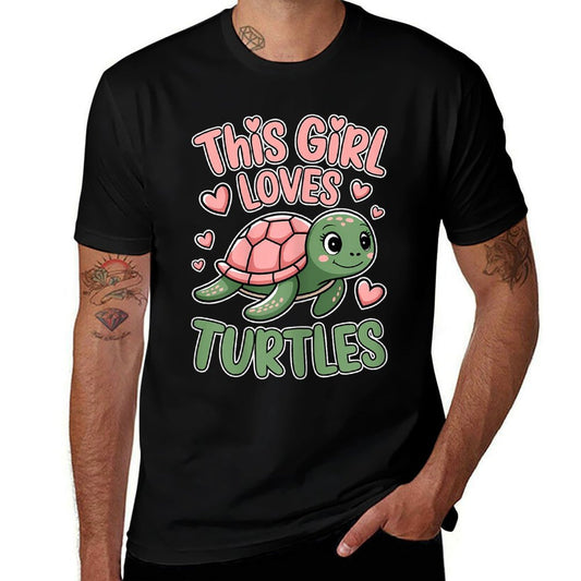 This Girl Loves Turtles Funny Sea Turtle  Summer-ready Fabric T-Shirt