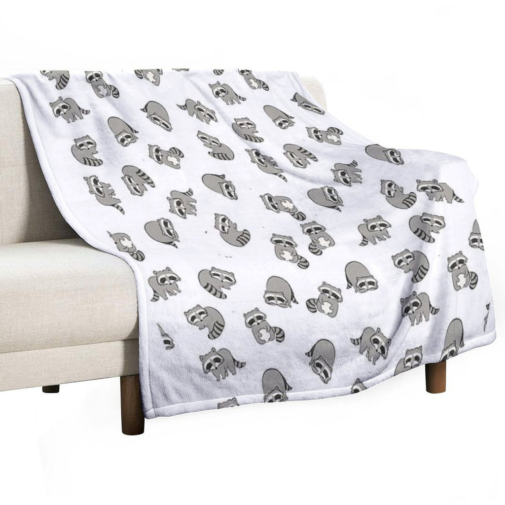 Raccoon Pattern Eco-conscious Throw Blanket
