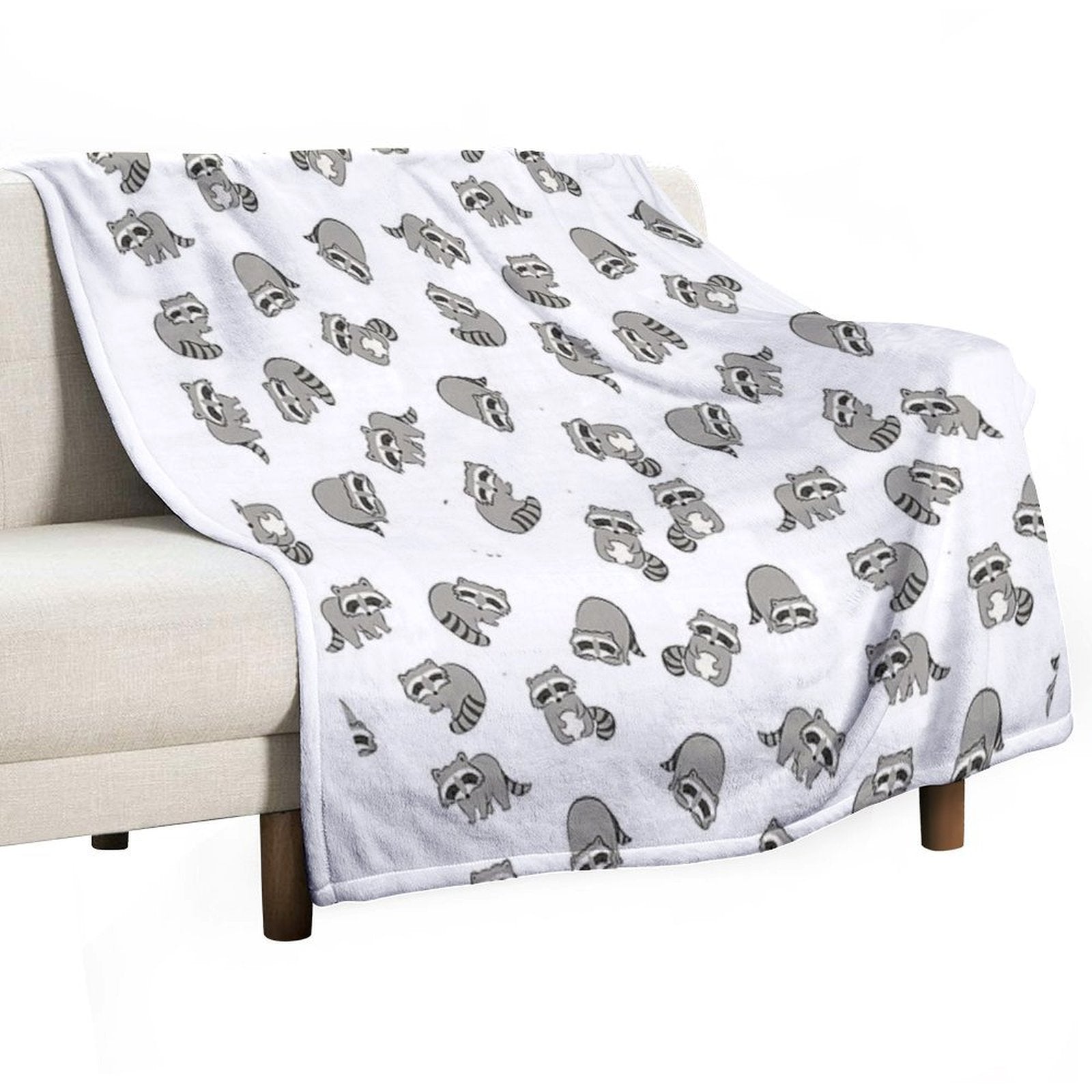 Raccoon Pattern Eco-conscious Throw Blanket