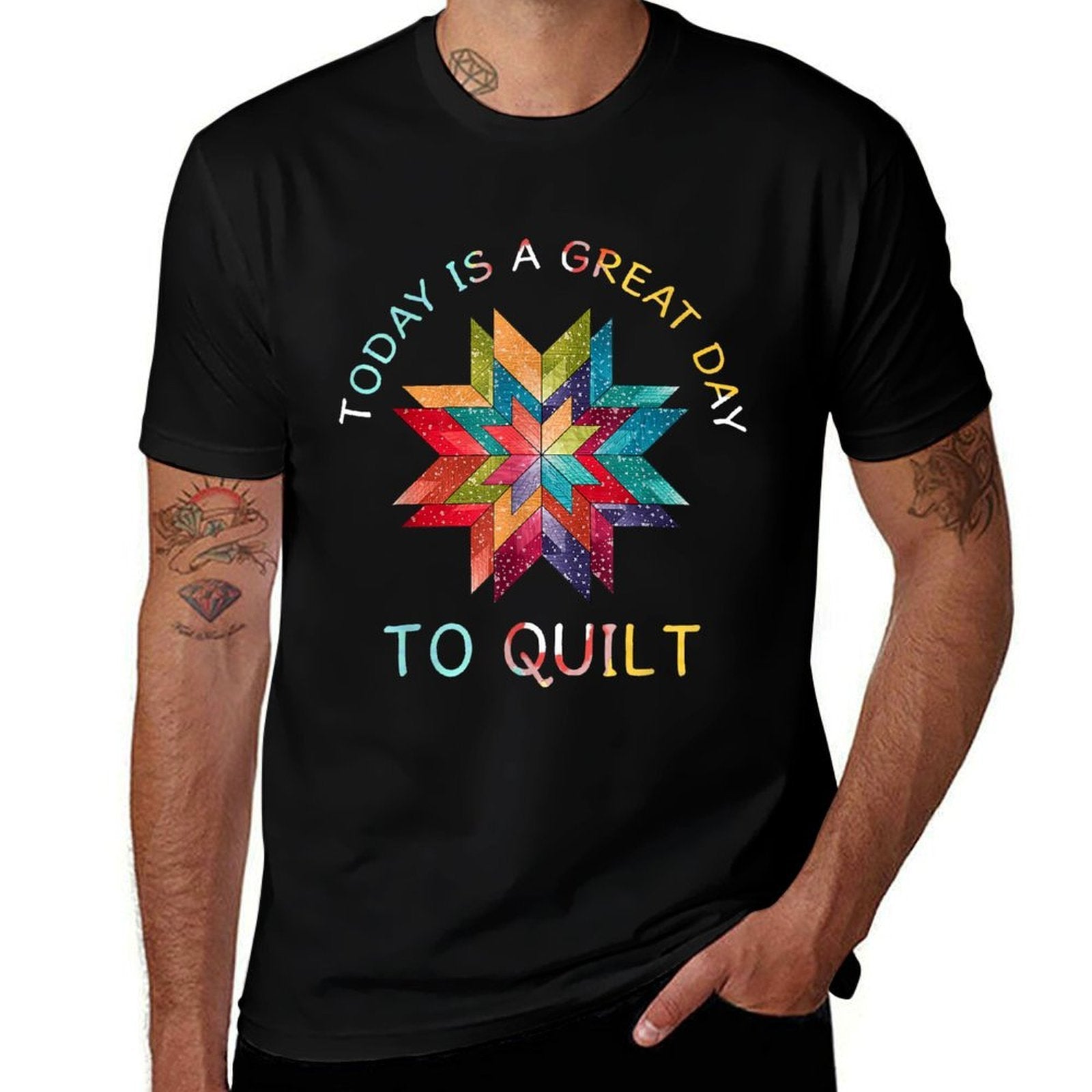 Funny Quilting Sewing Day To Quilt Gifts for Quilter  Ribbed Collar T-Shirt