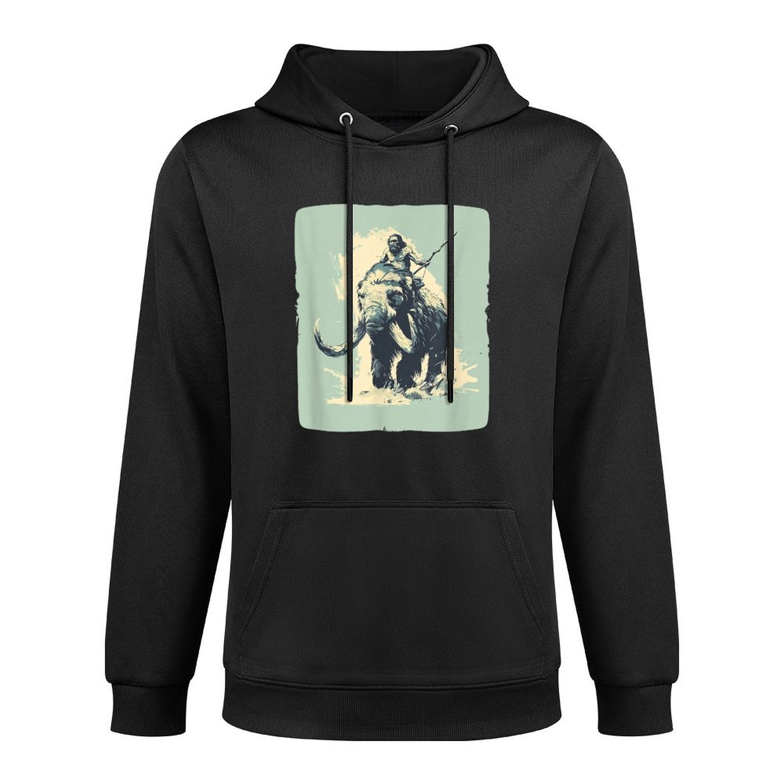 Cool Neanderthal Riding Mammoth in Cold Colors Costume Layering Staple Hoodie
