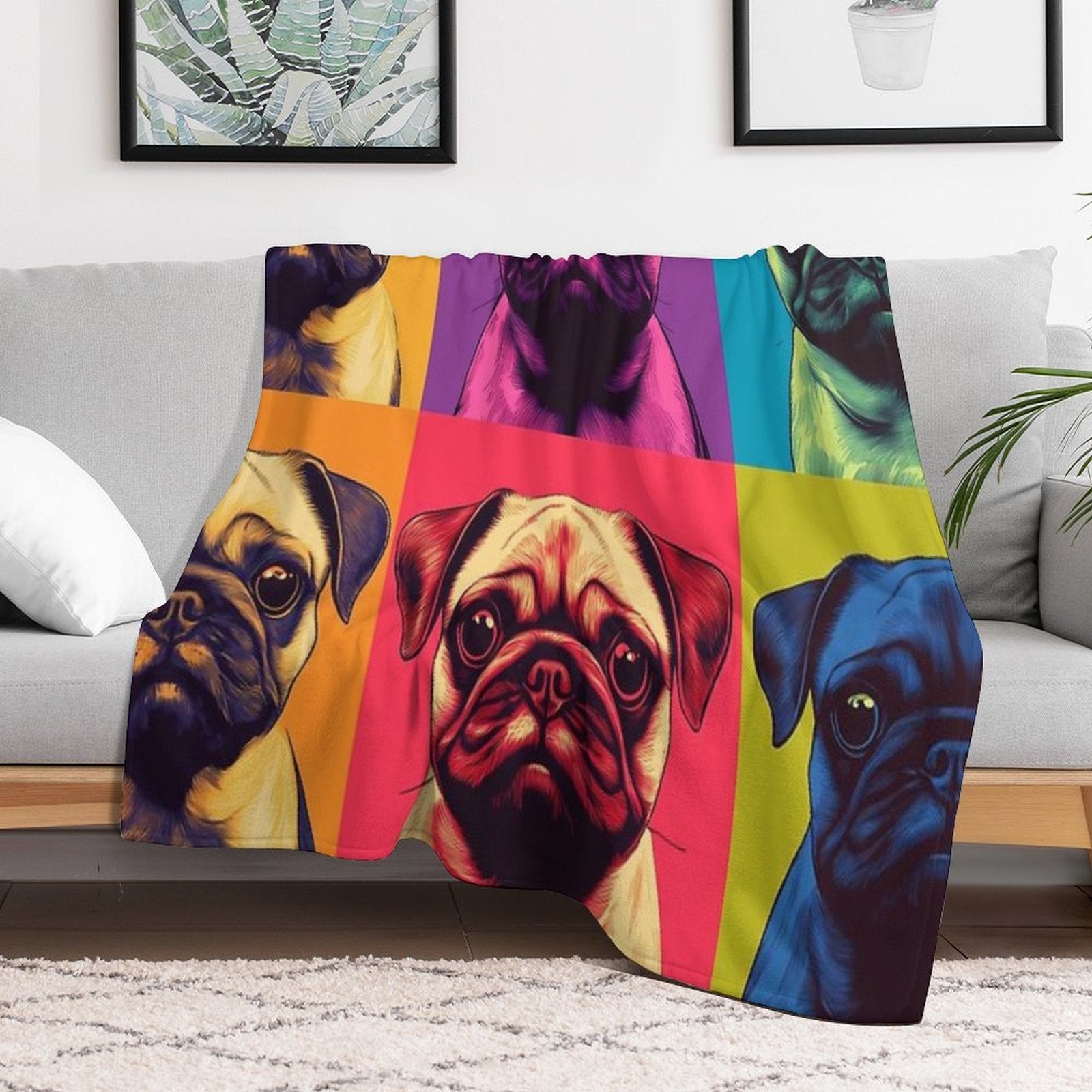 Pug II  -  Pop Art Machine-washable Throw Blanket