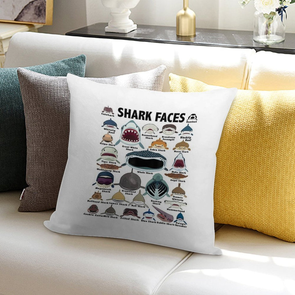 Types Of Shark Identification - Shark Faces - Shark Heart Soft Ultra-Soft Texture Throw Pillow