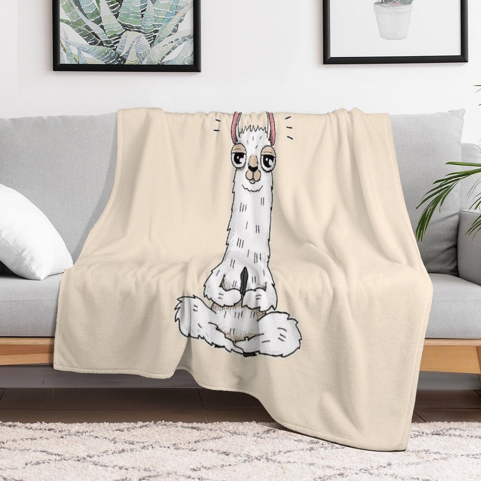 Llama Yoga Pose with Llamaste Quick-dry Throw Blanket