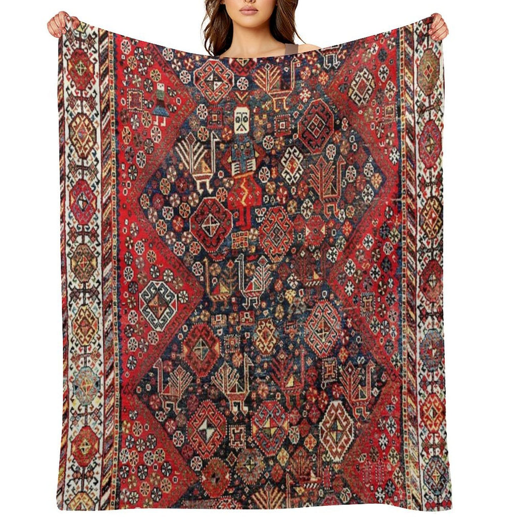 Qashqa’i Fars Southwest Persian Nomad Rug Print Premium Throw Blanket