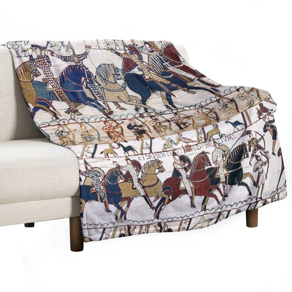 THE BAYEUX TAPESTRY NORMAN KNIGHTS AND ARCHERS Detail Versatility Throw Blanket
