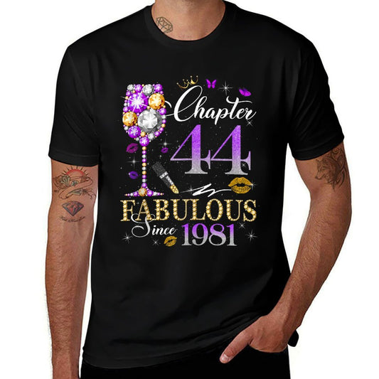 Womens Chapter 44 Fabulous Est 1981 44th B-day Queen Diamond  Breathable T-Shirt