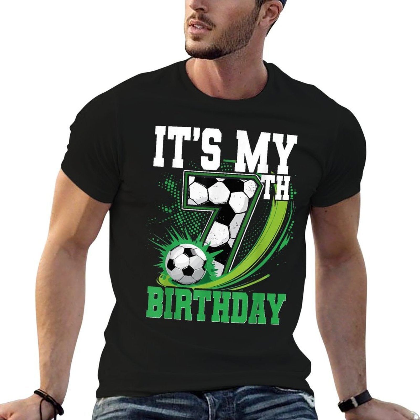 It's My 7th Birthday Soccer Ball  Trendy Pattern T-Shirt