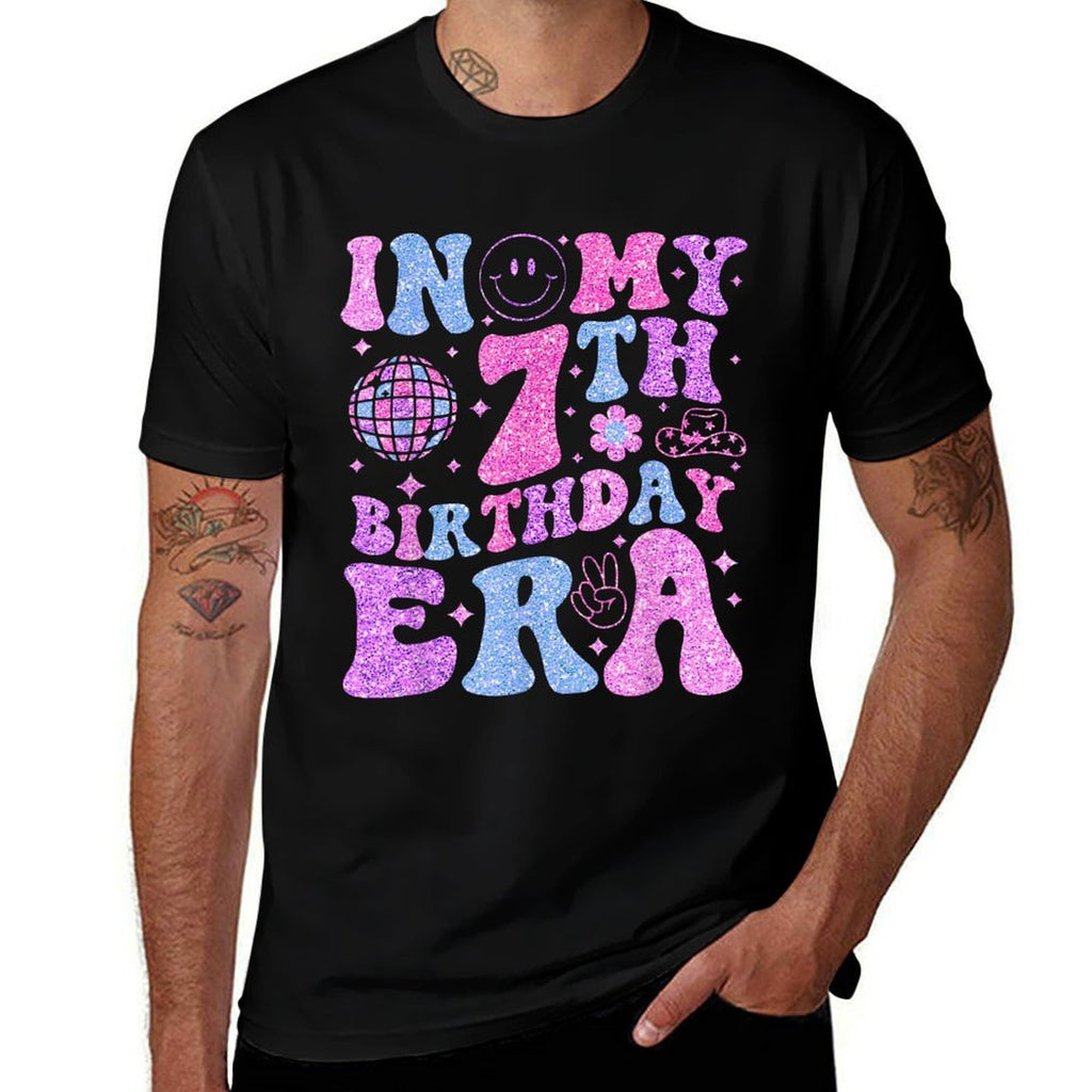 In My 7th Birthday Era 7 Year Old Birthday Retro Disco Bday  Versatile T-Shirt