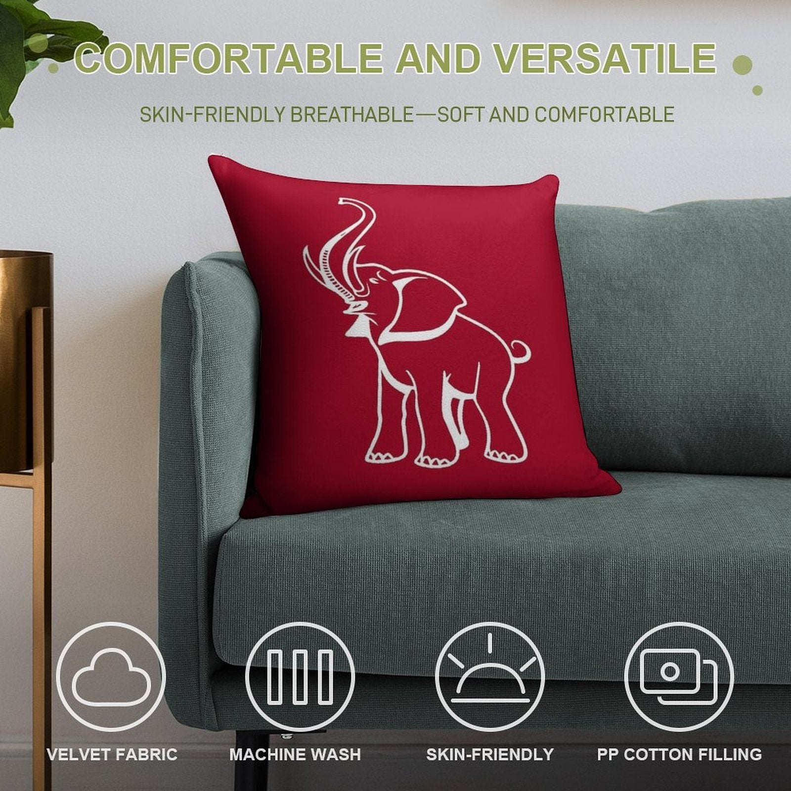 Delta Elephant Sigma Red Theta 2 Soft Style Accent Throw Pillow