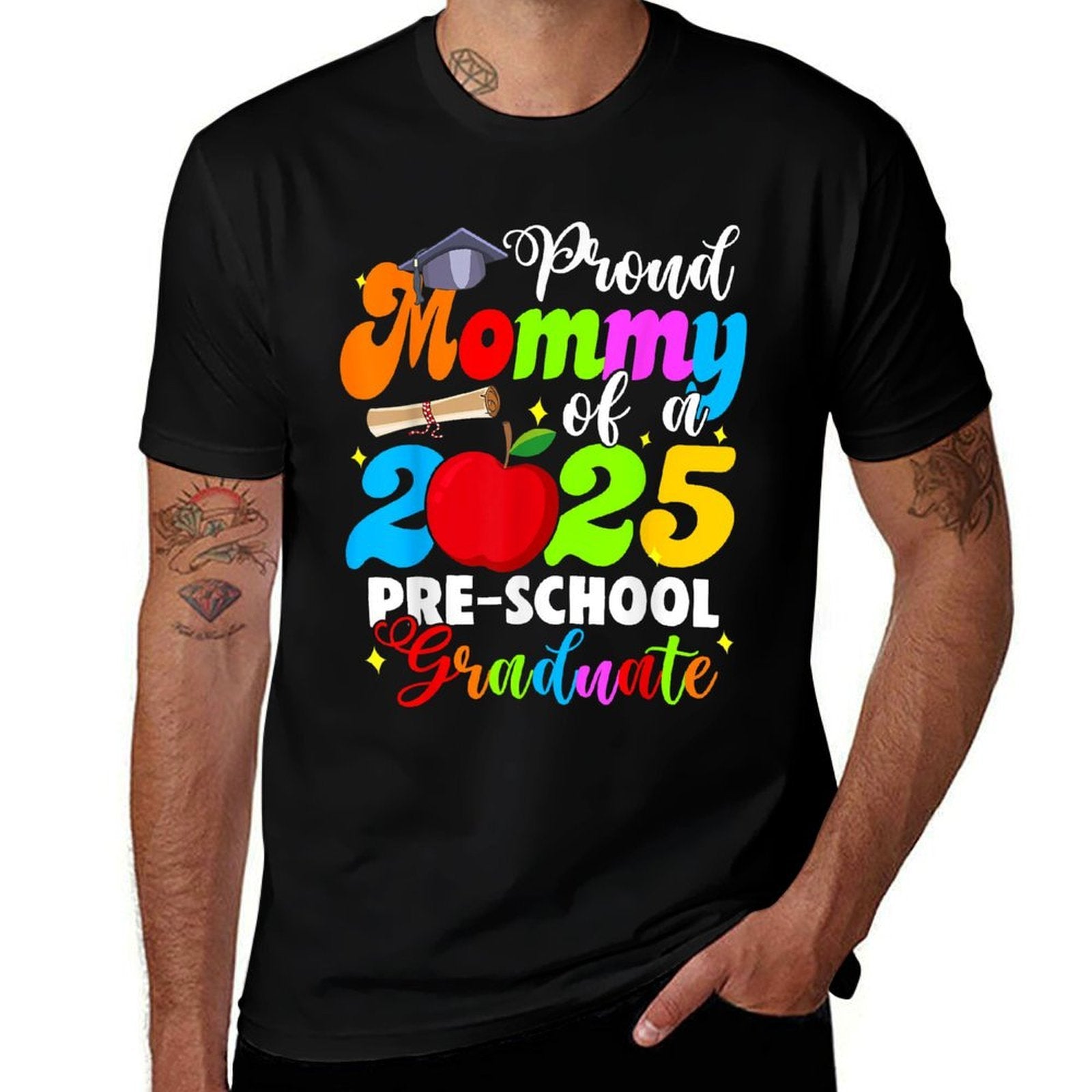 Proud Mommy Of 2025 Pre-school Graduate Graduation Pre-K  Heathered Texture T-Shirt