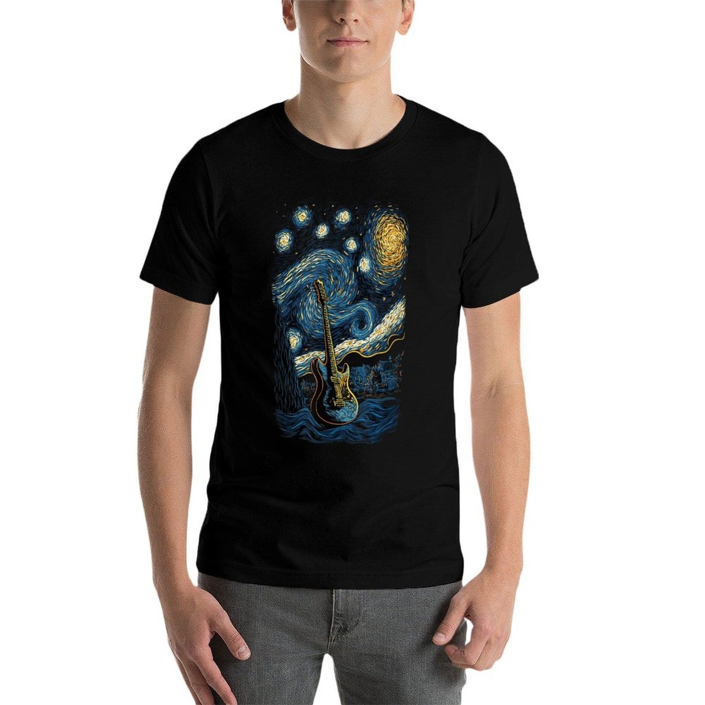 Starry Guitar Gifts Guitarist Rock Concert Festival Guitar Comfortable T-Shirt