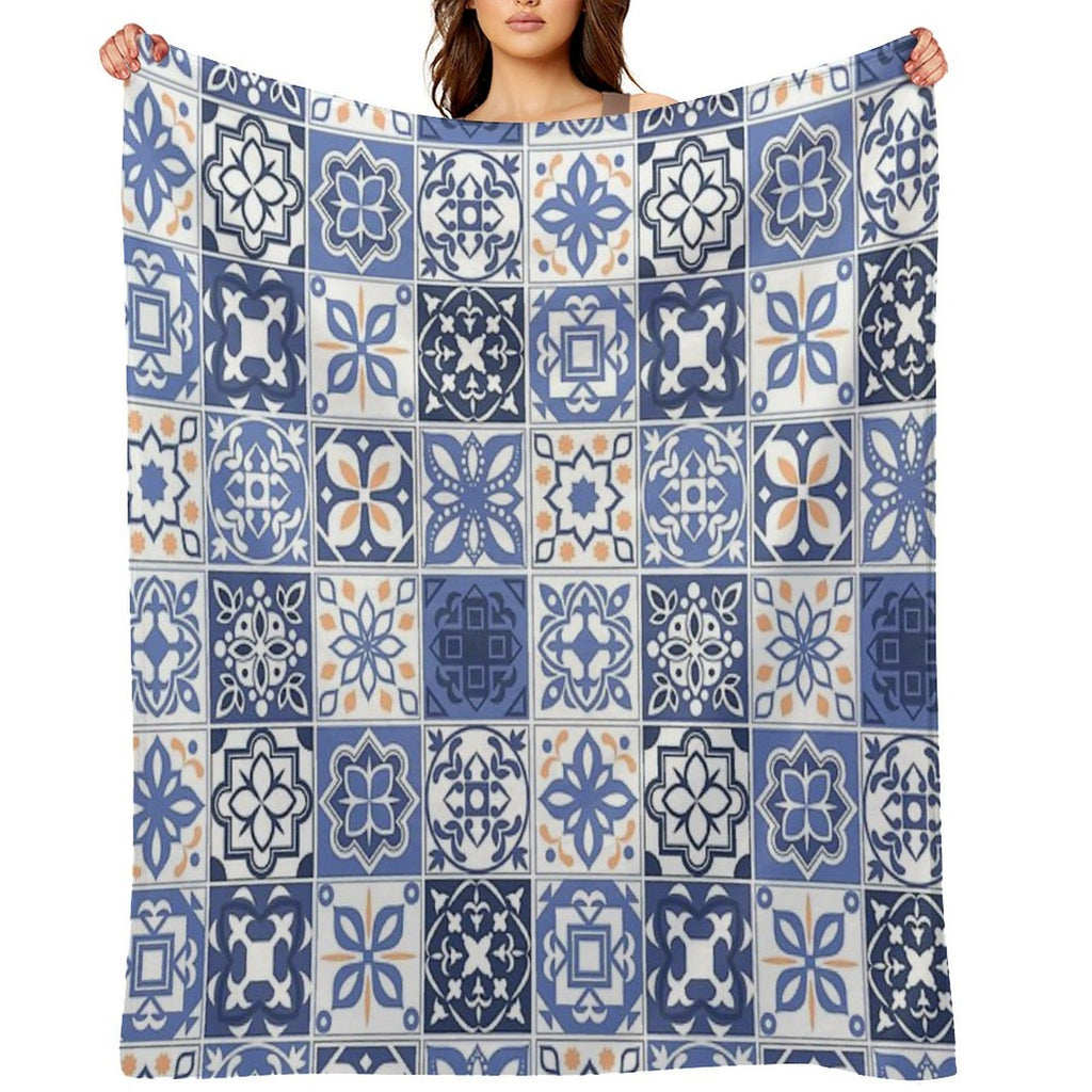 Blue Portuguese Tile Quick-dry Throw Blanket
