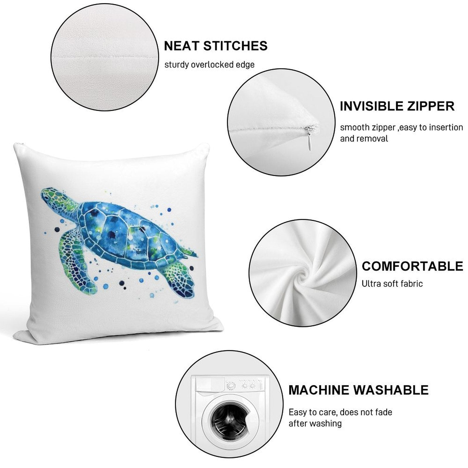 Sargasso Blue Sea Turtle Soft Easy Maintenance Throw Pillow