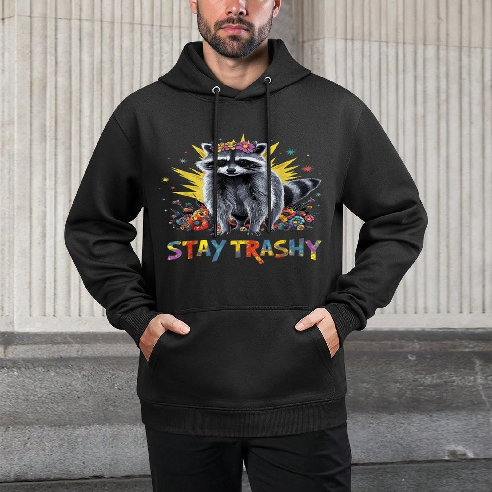 Possum Meme Garbage Dumpster Raccoon Skunk Stay Trashy Raccoon Opossum Kangaroo Pocket Hoodie