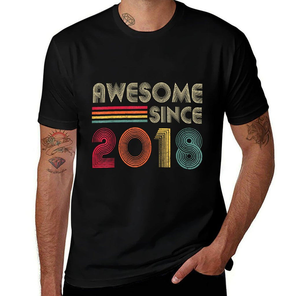Awesome Since 2018 4th Birthday Retro  High-quality Stitching T-Shirt