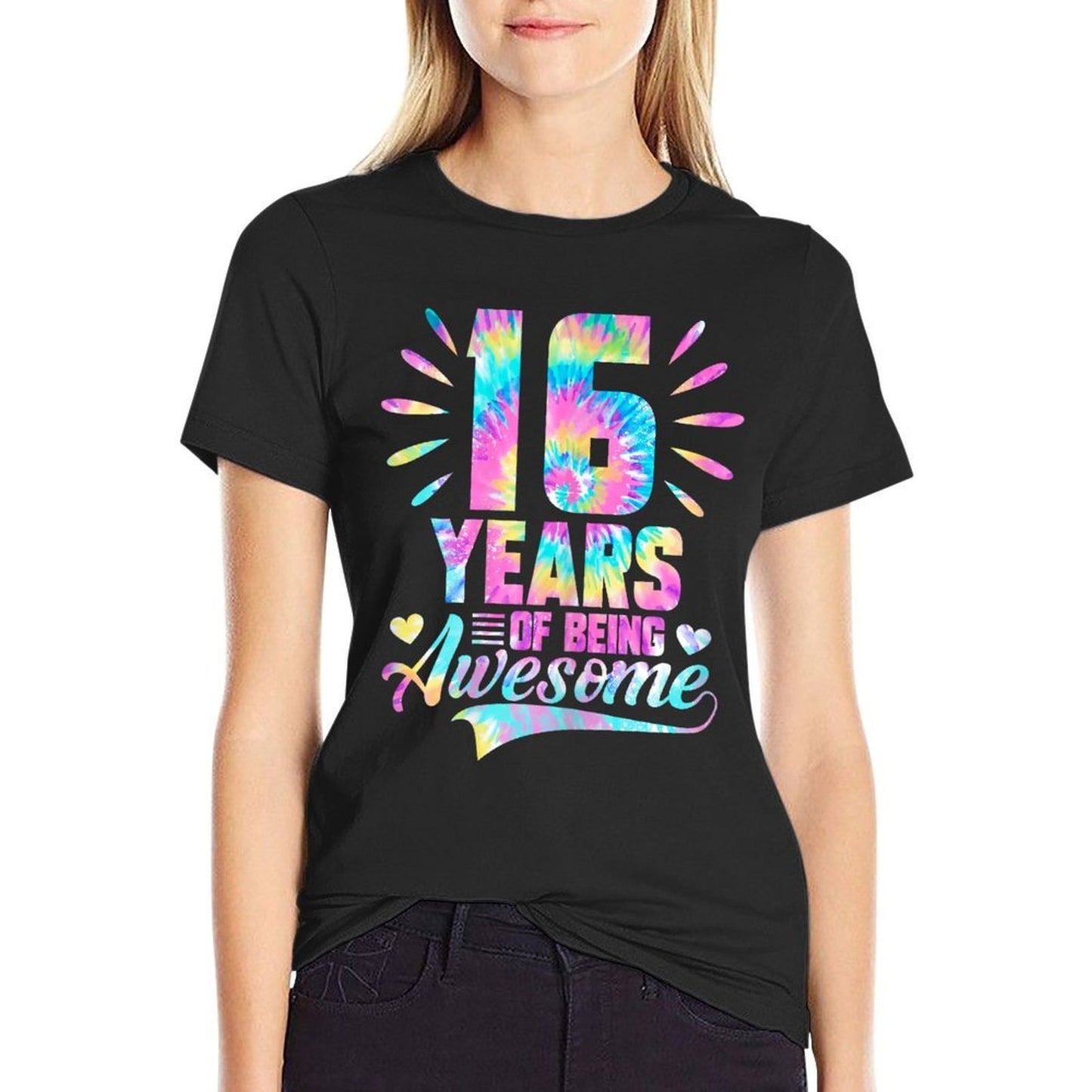 16th Birthday Gift Idea Tie-Dye 16 Year Of Being Awesome  Polyester Blend T-Shirt