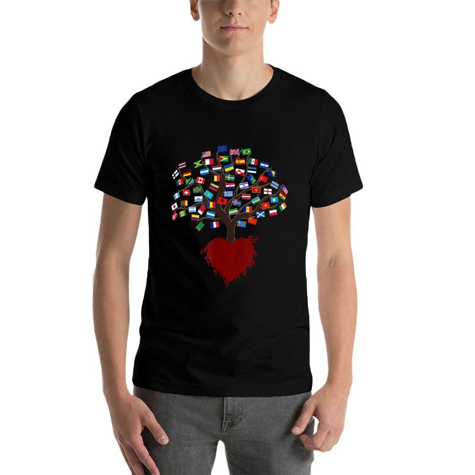 Heart Ands of The Countries of The World, Worlds  Wrinkle-resistant T-Shirt